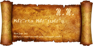 Márta Mátyás névjegykártya
